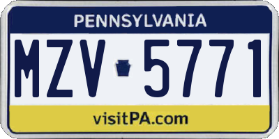 PA license plate MZV5771