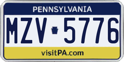 PA license plate MZV5776
