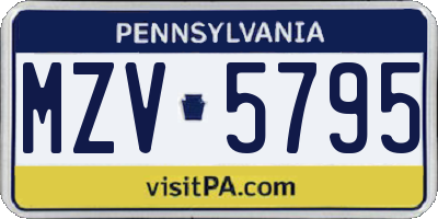 PA license plate MZV5795