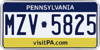 PA license plate MZV5825