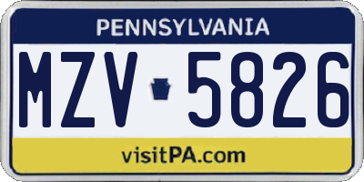 PA license plate MZV5826