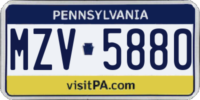 PA license plate MZV5880