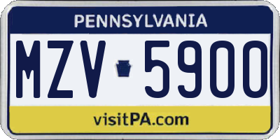 PA license plate MZV5900