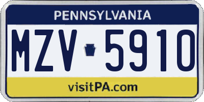 PA license plate MZV5910