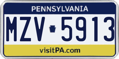 PA license plate MZV5913