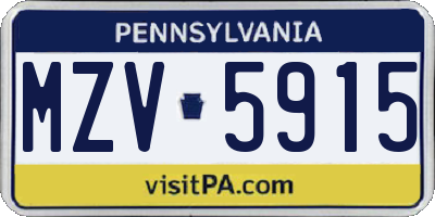 PA license plate MZV5915