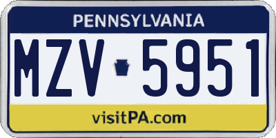 PA license plate MZV5951