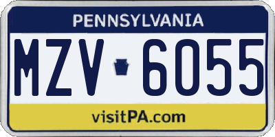 PA license plate MZV6055
