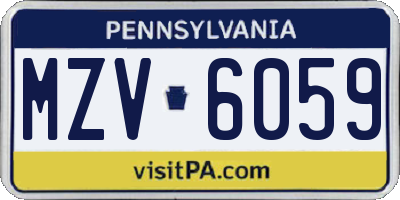 PA license plate MZV6059