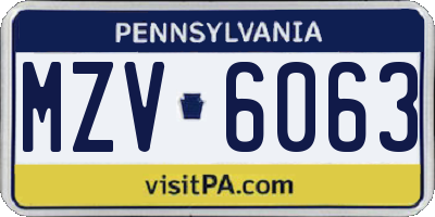 PA license plate MZV6063