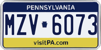 PA license plate MZV6073