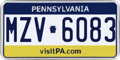 PA license plate MZV6083