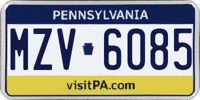 PA license plate MZV6085