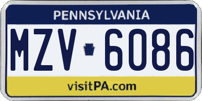 PA license plate MZV6086