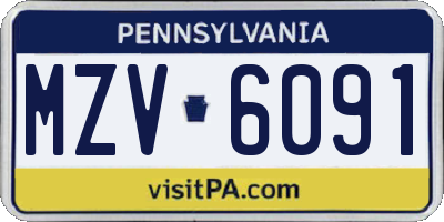 PA license plate MZV6091