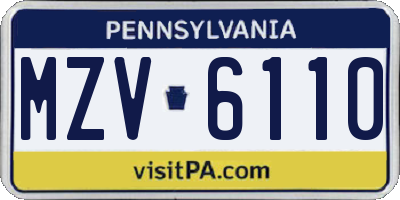 PA license plate MZV6110