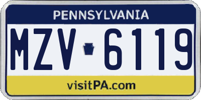 PA license plate MZV6119