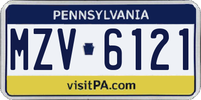 PA license plate MZV6121