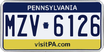PA license plate MZV6126