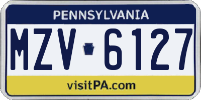 PA license plate MZV6127