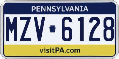 PA license plate MZV6128