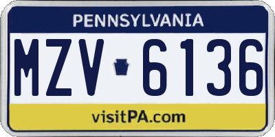 PA license plate MZV6136