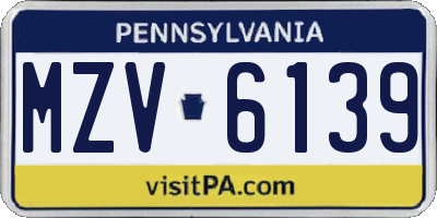 PA license plate MZV6139