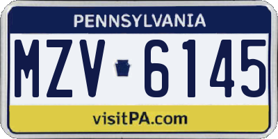 PA license plate MZV6145