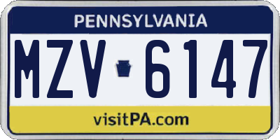 PA license plate MZV6147