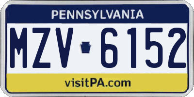 PA license plate MZV6152