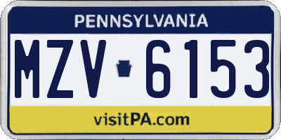 PA license plate MZV6153