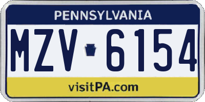 PA license plate MZV6154