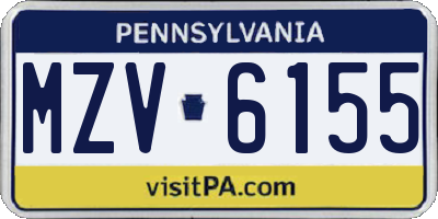 PA license plate MZV6155