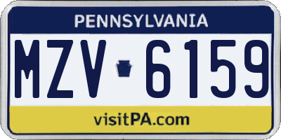 PA license plate MZV6159