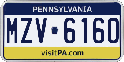 PA license plate MZV6160