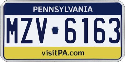 PA license plate MZV6163