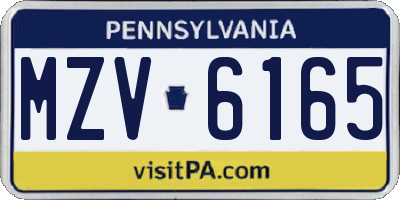 PA license plate MZV6165