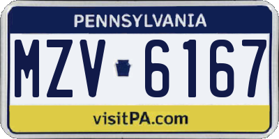 PA license plate MZV6167