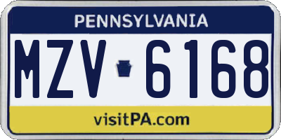 PA license plate MZV6168