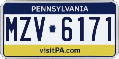 PA license plate MZV6171