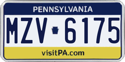 PA license plate MZV6175