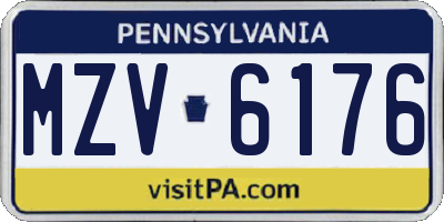 PA license plate MZV6176