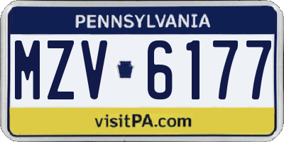 PA license plate MZV6177