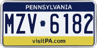 PA license plate MZV6182