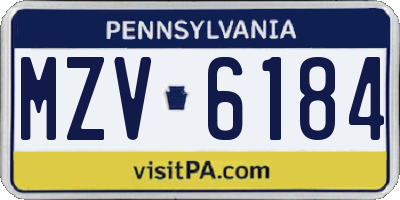 PA license plate MZV6184