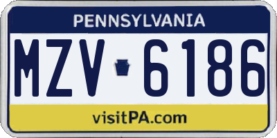 PA license plate MZV6186