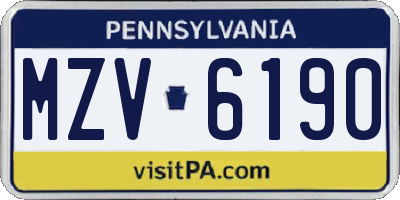 PA license plate MZV6190