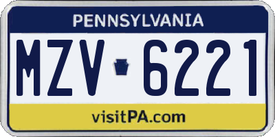 PA license plate MZV6221