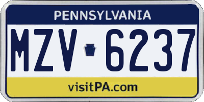 PA license plate MZV6237