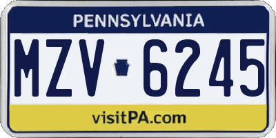 PA license plate MZV6245